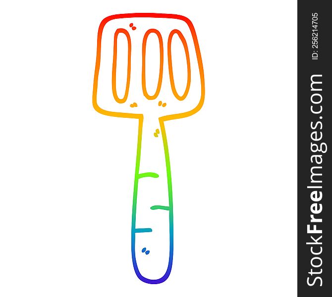 Rainbow Gradient Line Drawing Cartoon Food Spatula
