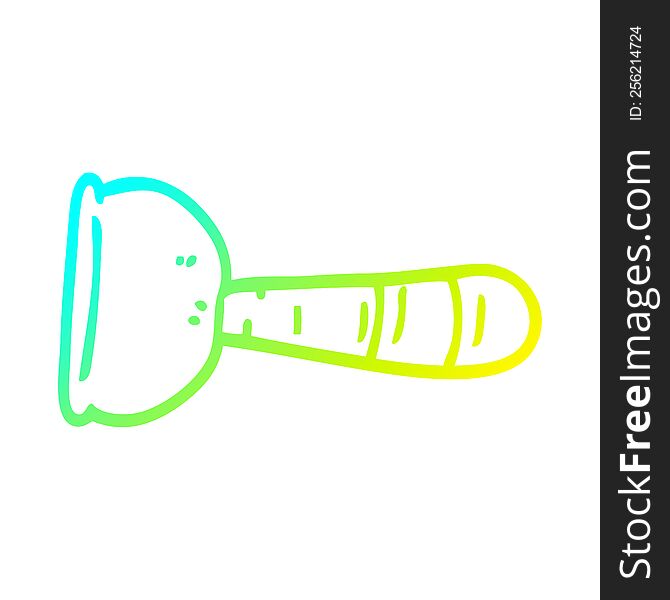 Cold Gradient Line Drawing Cartoon Toilet Plunger