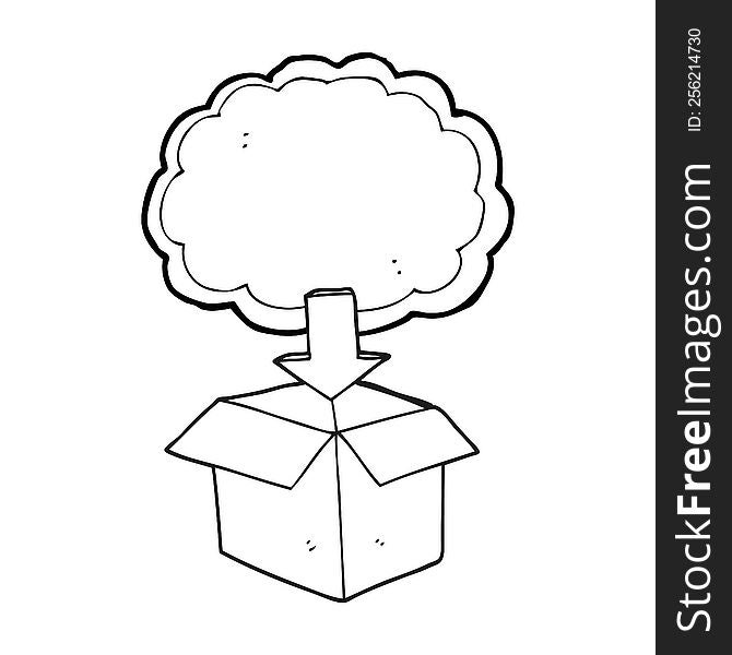 freehand drawn black and white cartoon download from the cloud symbol