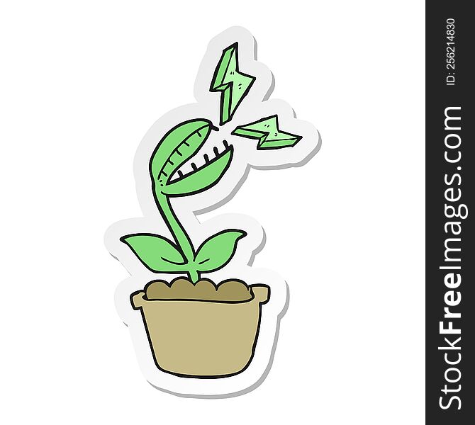 Sticker Of A Cartoon Venus Fly Trap