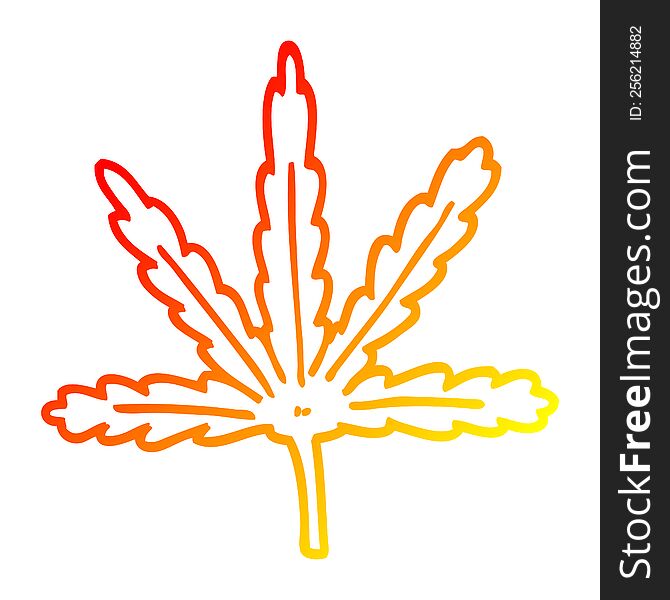 Warm Gradient Line Drawing Cartoon Marijuana Leaf