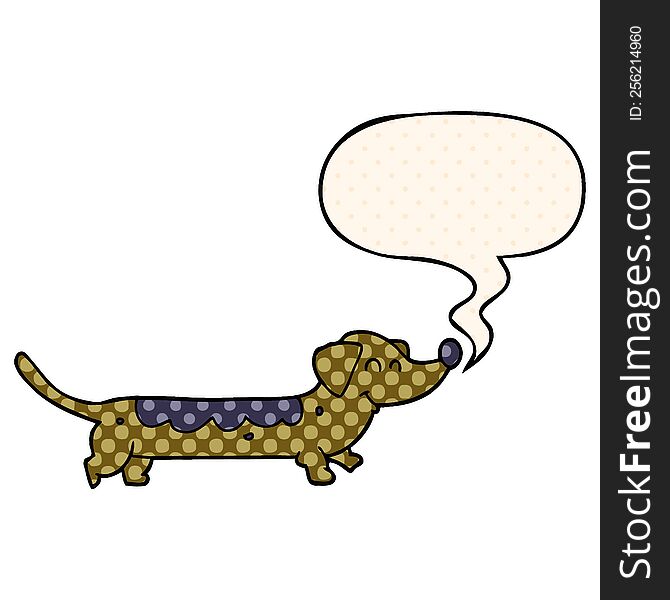 cartoon dog with speech bubble in comic book style