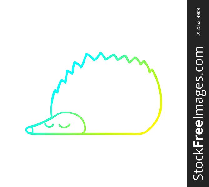 Cold Gradient Line Drawing Cartoon Hedgehog