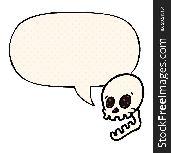 Laughing Skull Cartoon And Speech Bubble In Comic Book Style
