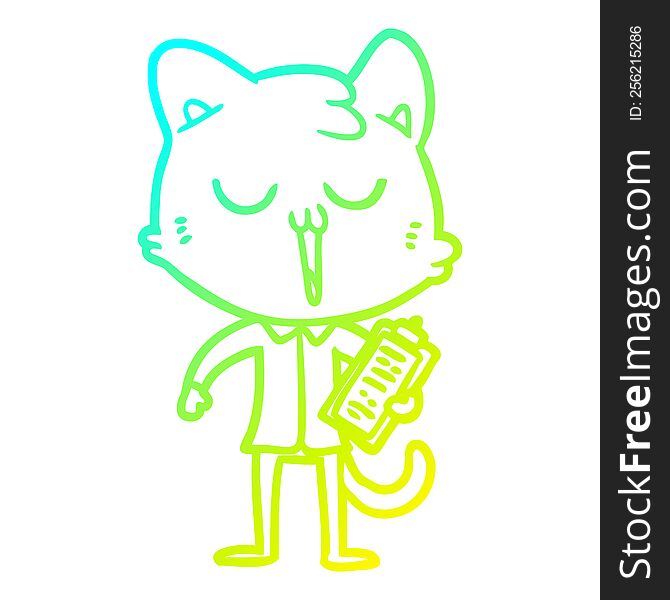 cold gradient line drawing cartoon cat singing