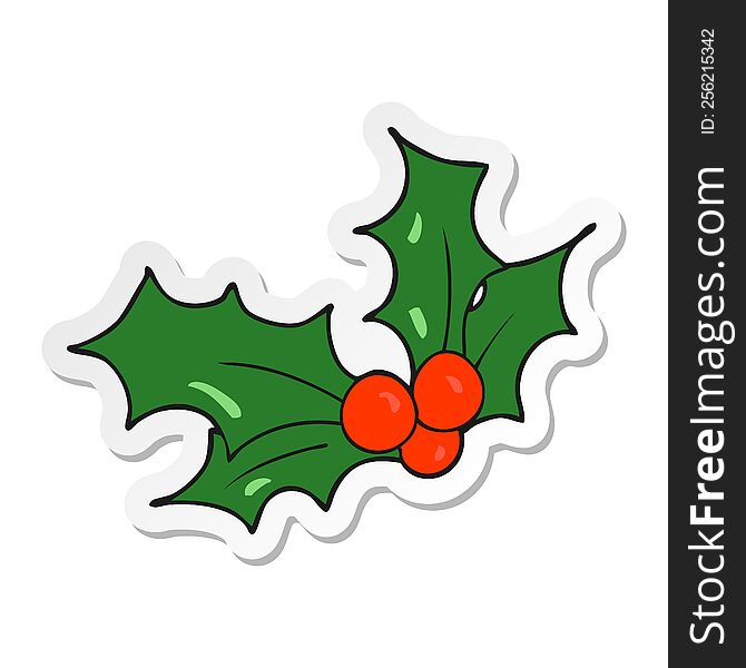 sticker of a cartoon christmas holly