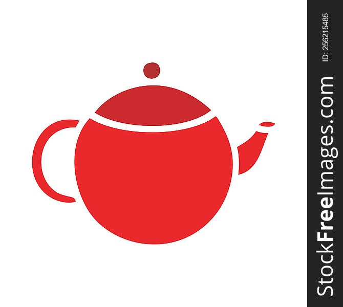 Flat Color Retro Cartoon Red Tea Pot