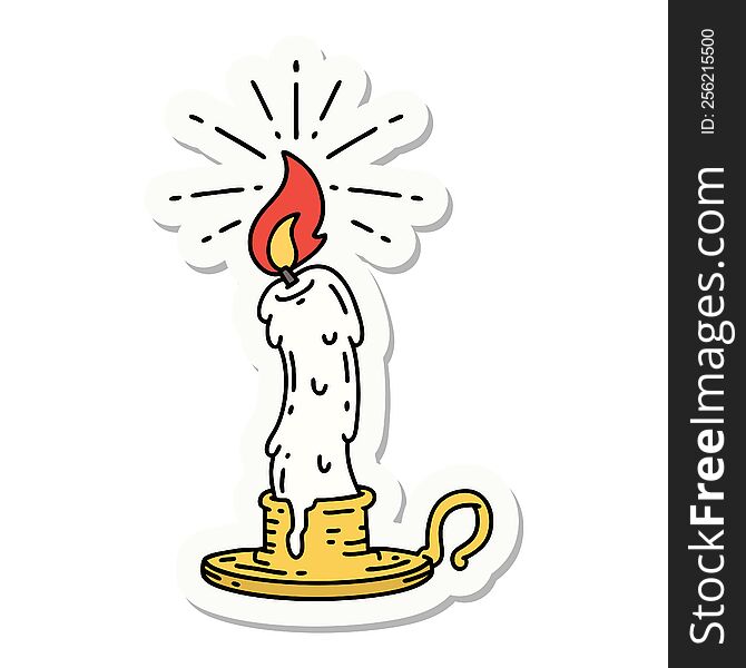 Sticker Of Tattoo Style Spooky Melting Candle