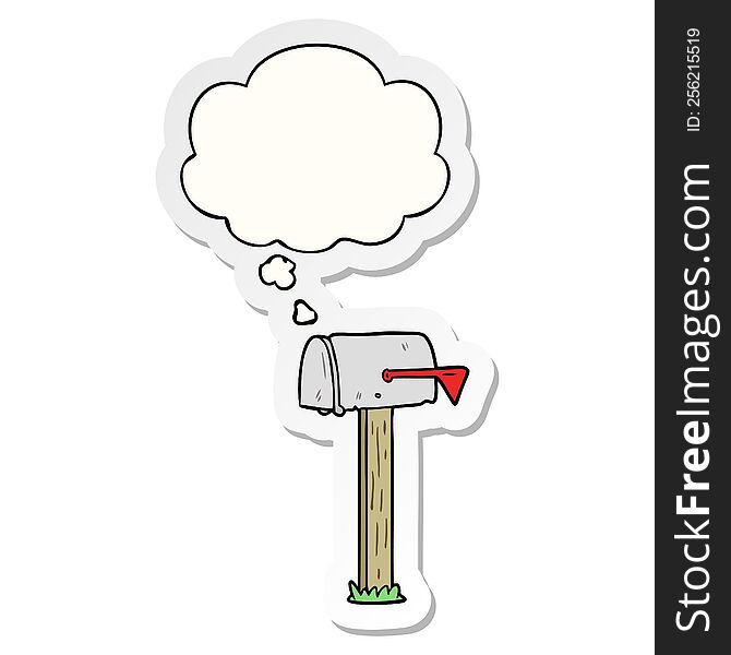 cartoon mailbox with thought bubble as a printed sticker