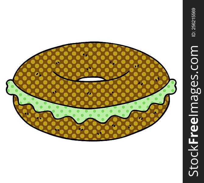 Quirky Comic Book Style Cartoon Bagel