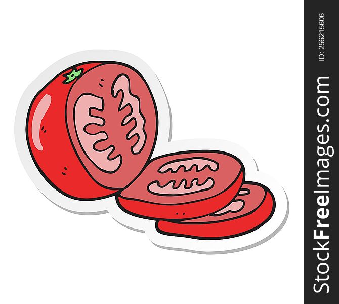 sticker of a cartoon sliced tomato
