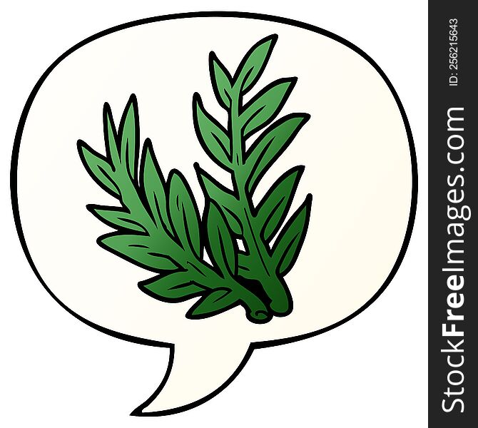 Cartoon Plant And Speech Bubble In Smooth Gradient Style