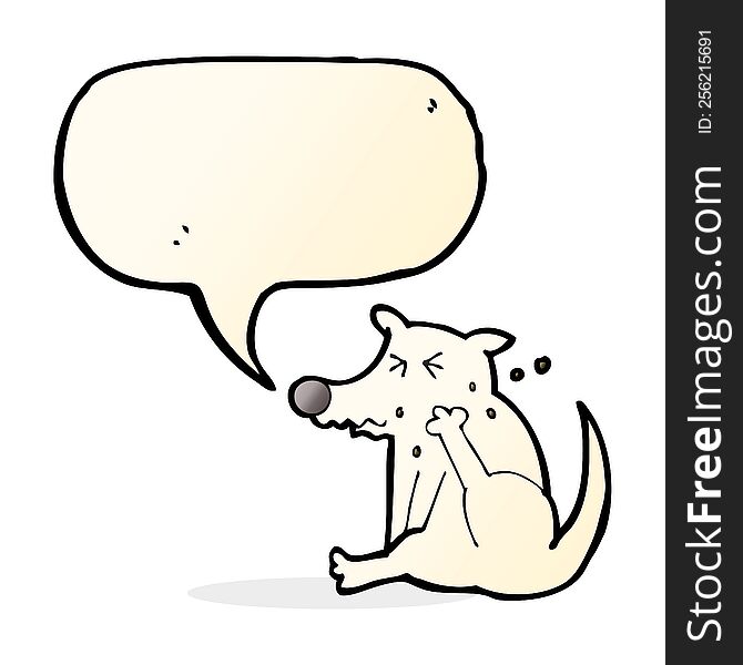 cartoon dog scratching with speech bubble