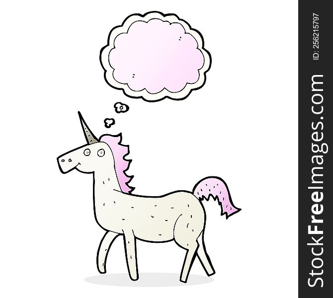 Cartoon Unicorn With Thought Bubble