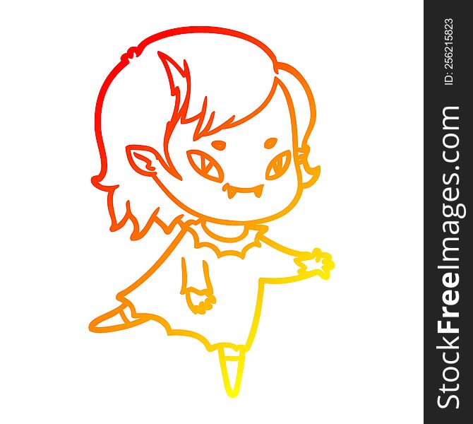 Warm Gradient Line Drawing Cartoon Friendly Vampire Girl