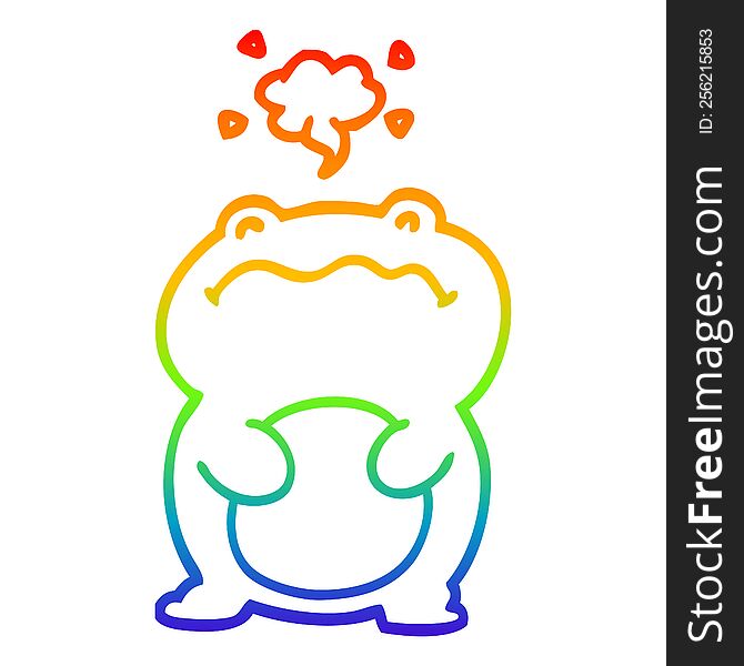 Rainbow Gradient Line Drawing Funny Cartoon Frog