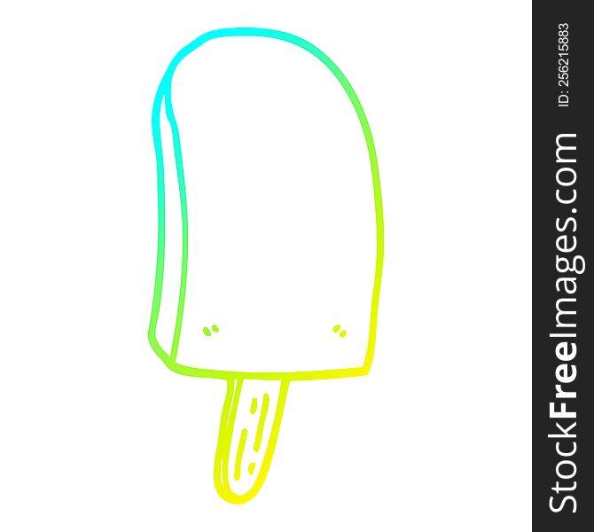 cold gradient line drawing of a cartoon ice lolly