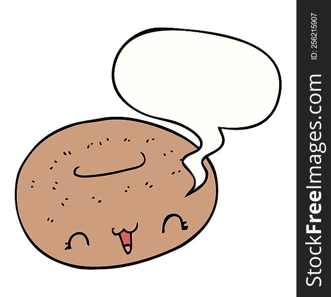 Cute Cartoon Donut And Speech Bubble