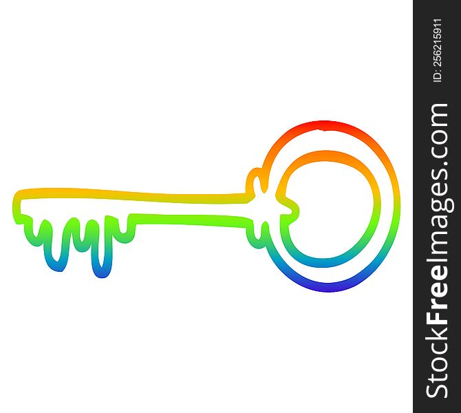 rainbow gradient line drawing cartoon old key