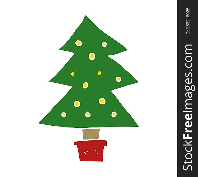 Flat Color Style Cartoon Christmas Tree