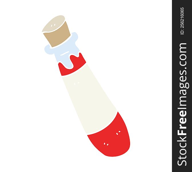 Flat Color Illustration Of A Cartoon Vial Of Blood