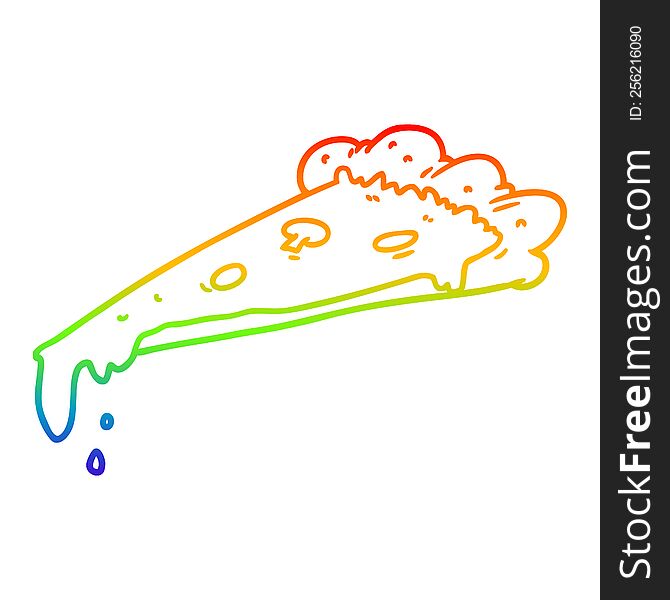 Rainbow Gradient Line Drawing Cartoon Slice Of Pizza