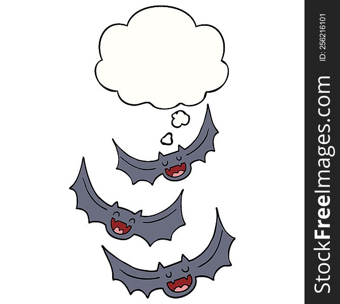 Cartoon Vampire Bats And Thought Bubble