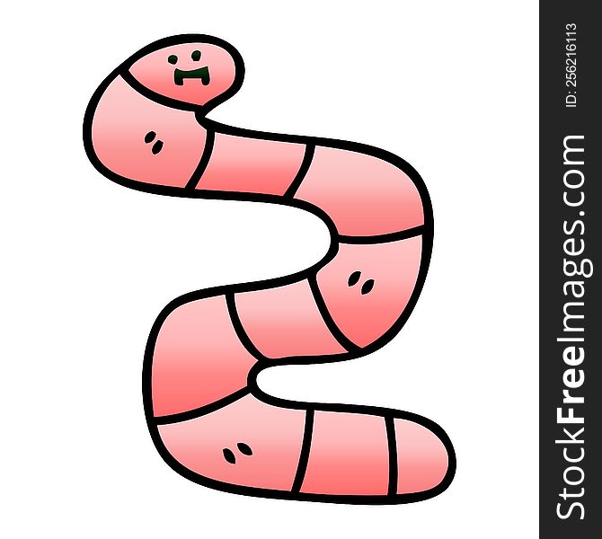 gradient shaded quirky cartoon worm. gradient shaded quirky cartoon worm