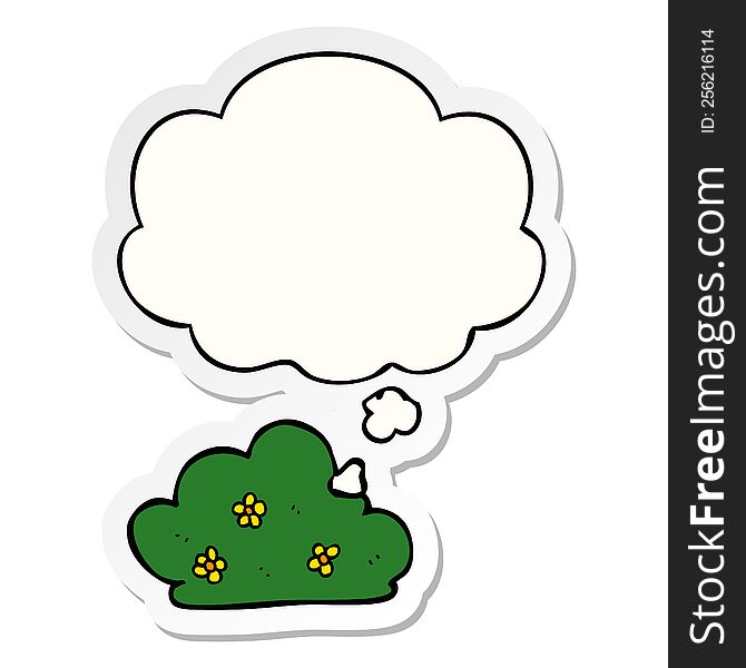 cartoon hedge with thought bubble as a printed sticker