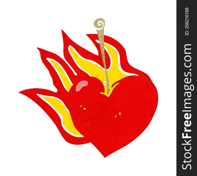 Cartoon Flaming Heart Cherry