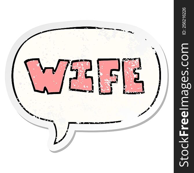 Cartoon Word And Speech Bubble Distressed Sticker