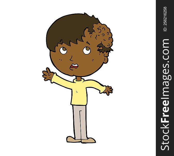 Cartoon Boy With Growth On Head