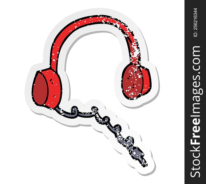 distressed sticker of a cartoon headphones