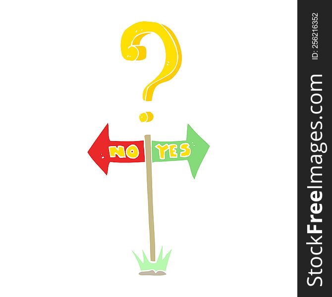 flat color illustration of yes and no sign. flat color illustration of yes and no sign