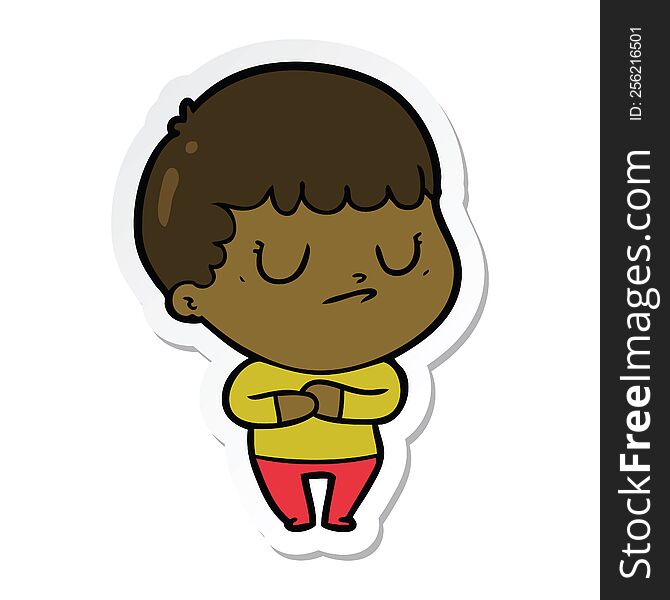 sticker of a cartoon grumpy boy