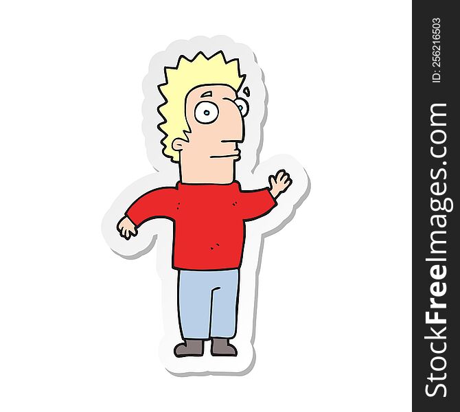 Sticker Of A Cartoon Man Waving