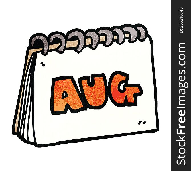 Cartoon Doodle Calendar Showing Month Of August