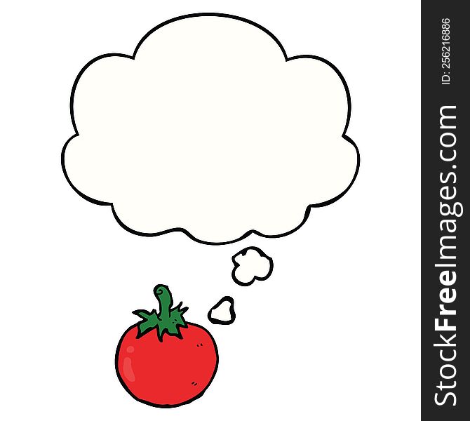 Cartoon Tomato And Thought Bubble
