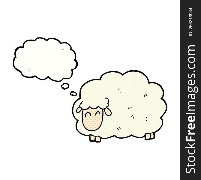 freehand drawn thought bubble cartoon sheep