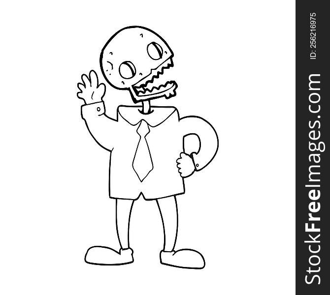 Black And White Cartoon Zombie Businessman