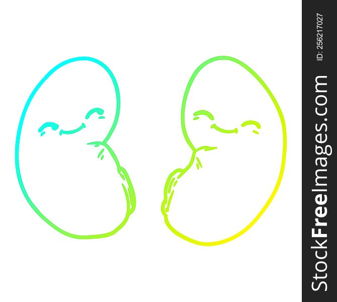 cold gradient line drawing of a cartoon kidneys