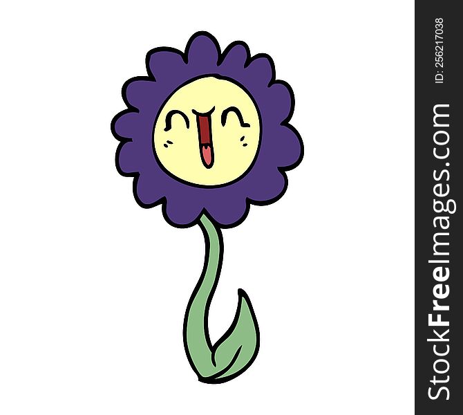 Cartoon Doodle Happy Flower