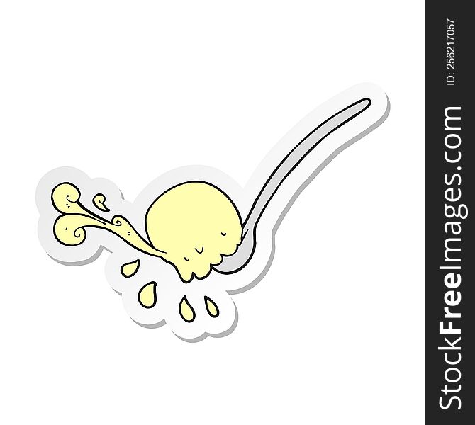 sticker of a cartoon scoop of icecream