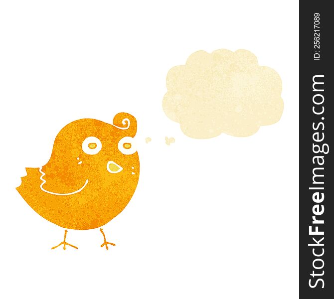 Funny Cartoon Bird With Thought Bubble