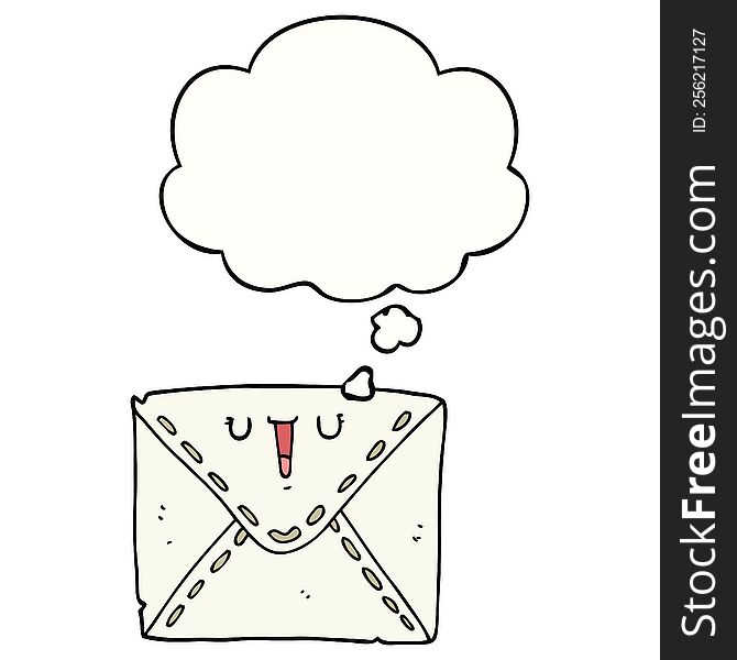 Cartoon Envelope And Thought Bubble