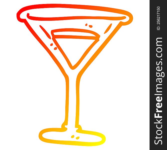 warm gradient line drawing of a cartoon martini