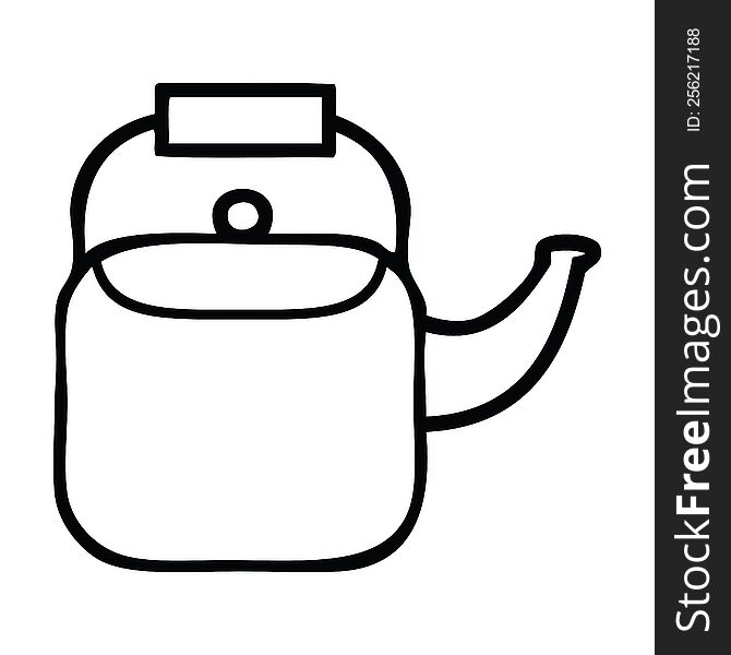 line drawing cartoon of a kettle pot