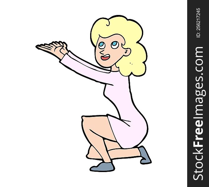 cartoon woman presentation gesture