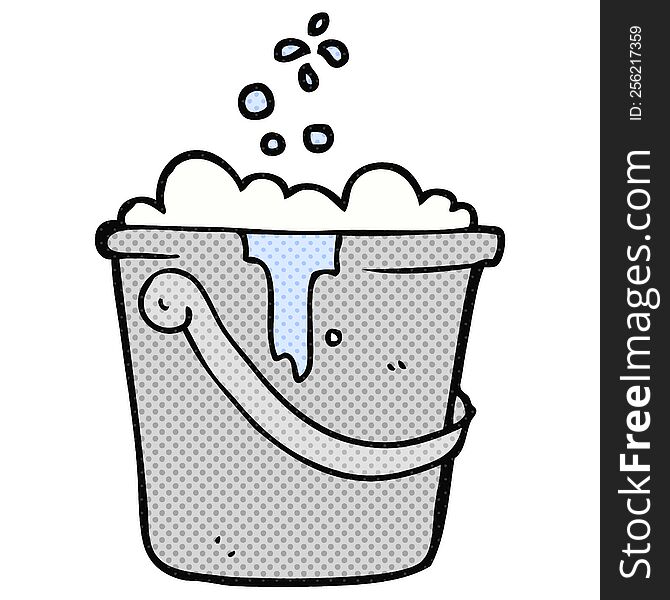 freehand drawn cartoon cleaning bucket