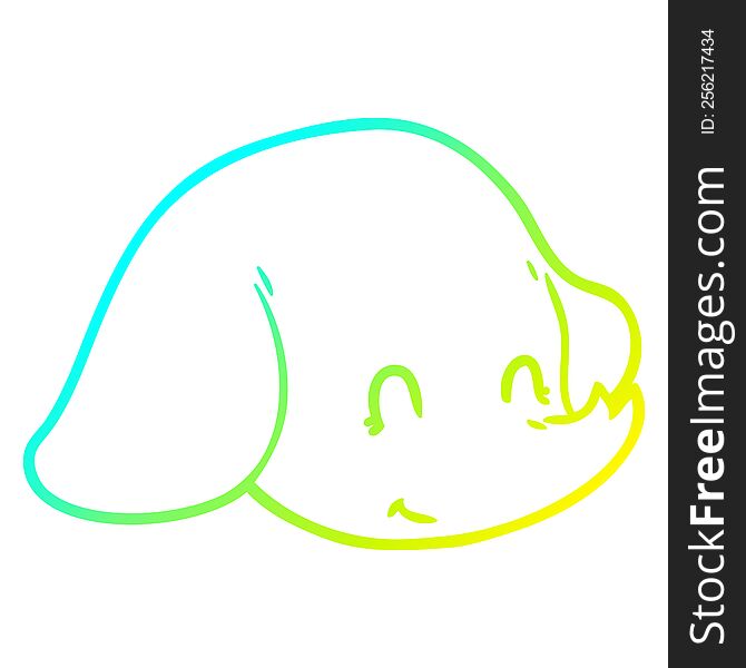 Cold Gradient Line Drawing Cartoon Elephant Face